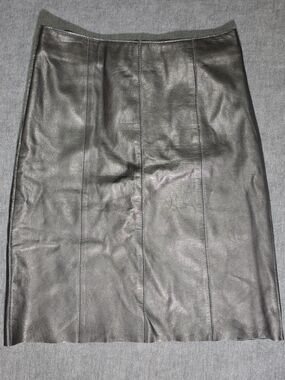bebe Womens Size 4 Genuine Black Leather Pencil Skirt Lined Back Zip